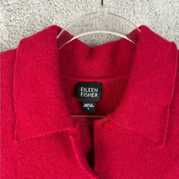 Eileen fisher red wool button up jacket preowned size large - Picture 5 of 9